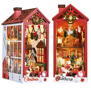 DIY Book Nook Kit ชุดตุ๊กตาจิ๋วสําหรับผู้ใหญ่และวัยรุ่นของขวัญคริสต์มาส Booknook Bookend Alley รุ่นสร้างพร้อมฝาครอบกันฝุ่น