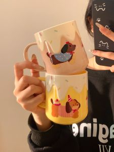 Cute Dachshund Dog Plastic Toothbrush Cup Washing Cup Couple Student Children Home Use Oral Care Utensils Sipping Cup