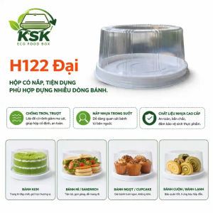 Combo 10 Hộp Đựng Bánh Kem H122 Đại – Nắp Chụp Trong Suốt Đựng Rau Câu Cupcake Trái Cây