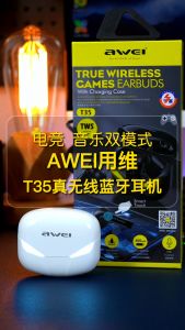 Awei T35 TWS Colorful HiFi Bluetooth earphone Bluetooth 6.0 Earphones Smart Noise Canceling Super volume stereo surround couple Earbuds IPX6 Waterproof Ergonomics Design headphone for Apple iphone 13 12 11 pro max samsung s22 ultra Huawei