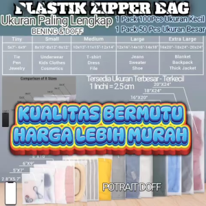 Plastik Zipper Resleting Ziplock 100pcs | Kemasan Serbaguna – Doff & Transparan | Packing Olshop