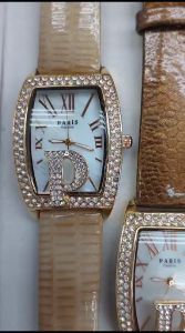 Jam Tangan Wanita Kombinasi  Diamond Tali Kulit Free Box & Baterai Cadngan