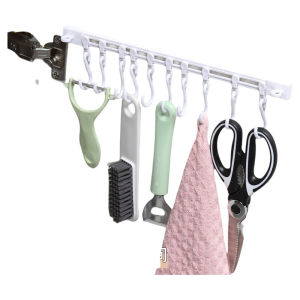 Kitchen Storage Rack No Drilling Sliding Track Hook Cabinet Door Back Storage Shelf Cabinet Organizer MDNG Plastic Hooks