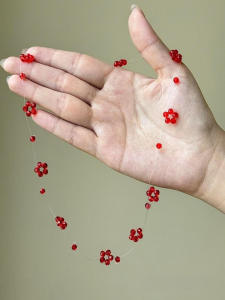  Style Red Beaded Flower Necklace for Women Lightweight Luxury Chinese New Style Lockbone Chain Jewelry Accessory