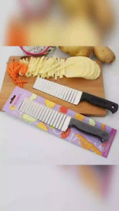 Dao cắt rau củ quả Kiwi Thái gợn sóng cán dài tay cầm nhựa đen chất liệu lưỡi thép không gỉ chắc chắn