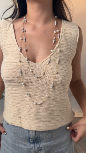 Vintage Multi Layer Gold Tone Pearl Long Necklace Women Elegant Sweater Chain Fashion Jewelry