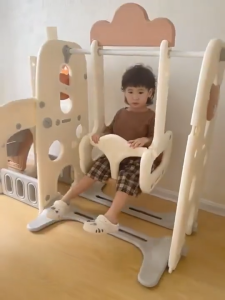 9 in 1 Slide For Kids Elf Playground Slide Swing Set with Basketball Hoop Indoor Outdoor for Children 1-10 Years