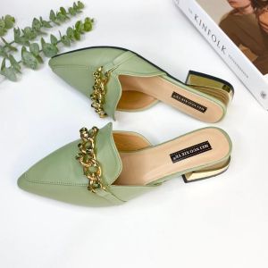 BISA COD DDS10777 Sandal Wanita Terbaru Fashion Import Chain Slip On (With Box)