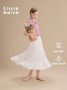 Little Naive | Tencel Half Childrens Skirt with Lace Trim