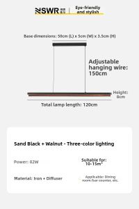 NSWR | Chijian Style Long Linear Dining Room Pendant Light Eye-protective