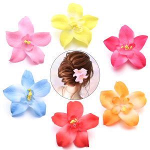 10Pcs 7.8cm Artificial Flowers Head Colorful Fabric Orchid Flowers for DIY Wedding Party Crafts Home Decoration Accessories