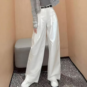 High Waist Loose Wide Leg Casual Pants Womens White Straight Cut Versatile Comfortable Spring New Arrival Ainos Store
