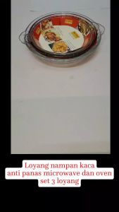Loyang Kaca Bistro Berkualitas: Set 3 PC Tebal Import Tahan Panas Untuk Oven & Microwave