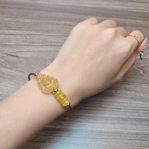 Q436 Vòng cáp ngũ điếu hồ ly chúa Thạch Anh Tóc Vàng Thổ và Kim - Phong Thuỷ TUDO P
