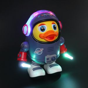 【New Arrivial】Electric Robot Toys Duck Toys Dancing Walking Space Duck Rechargeable Battery Educational Toy With Music Light Play Interactive Singing Toys For Kids Gif