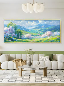 Modern Decorative Painting Landscape Oil on Canvas Cream Style Horizontal Banner Living Room Sofa Background Wall Art