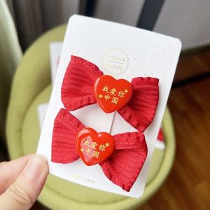 Phụ Kiện Tóc Ngày Quốc Khánh Mới Cho Trẻ Em Phụ Kiện Tóc Búi Thắt Nút Bướm Đỏ Cho Bé Gái Phụ Kiện Tóc Ngày Lễ Màu Sắc