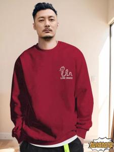 Red round Neck Fleece Lined Sweatshirt for Men Chinese Zodiac Year of Snake Lucky Year Clothing New Year Visit Clothes Casual Streetwear