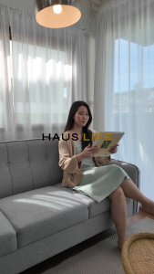 HAUS LIFE โซฟาผ้า 3 ที่นั่ง พร้อมช่องเก็บของใต้ที่นั่ง สีเทา