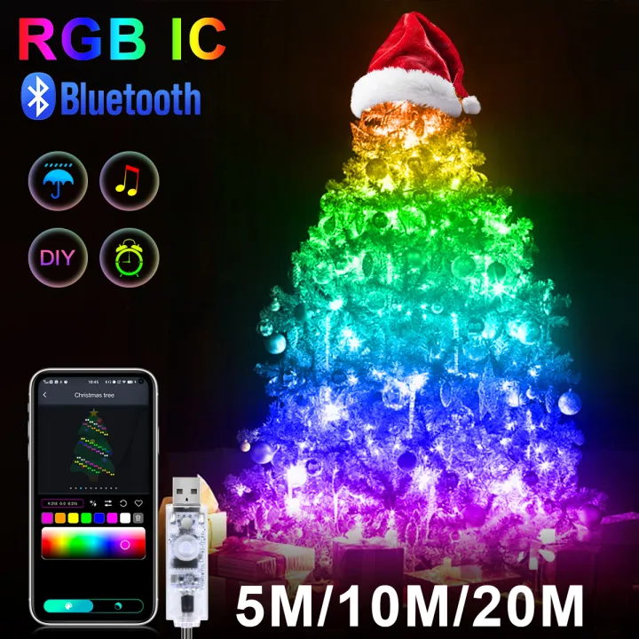 Wireless Bluetooth APP Control Pixels USB LED String Fairy Light Smart ...
