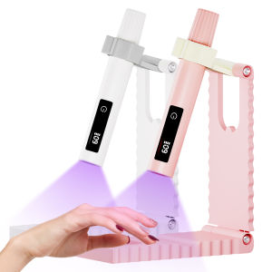 Timerable UV Nail Light Handheld Nail Lamp with Adjustable Bracket Base & LED Indicator Rechargeable Nail Dryer Quick Cure Tool