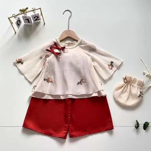 (4-28kg) Sét Bộ Bà Ba Cổ Tết NHÍM XÙ KIDS Cho Bé Gái Sơ Sinh Đầy Tháng Thôi Nôi Sinh Nhật S030