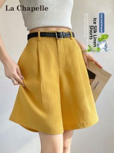 La Chapelle | Quần Short A-Line Cao Cấp Giảm Béo Dưới Gối Cao Waist Linen Tencel