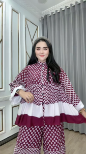 Pakaian Wanita Setelan Mijelna – Katun Rayon Busui Lengan Panjang & Celana Komprang