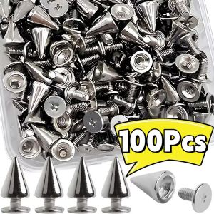 100Pcs Metal Cone Studs Spikes Double Cap Rivets DIY Cool Punk Garment Rivet Clothes Shoes Bag Clothing Handcraft Accessories