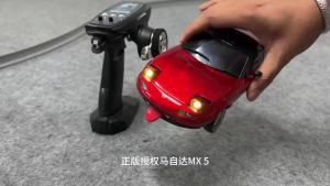 LDRC Upgraded LD1804 1:18 MX-5 RWD RC Drift Car Gyro Stabilization with LED Headlights & Funny Tongue Design 2.4G Remote Car Toy