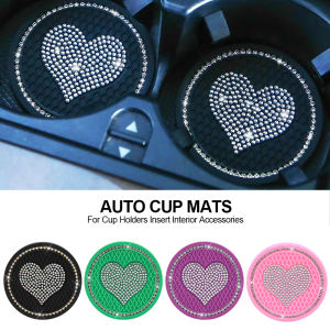 2 cái hình trái tim Xe Kim Cương Coaster cốc nước khe thảm chống trượt silica Pad miếng để cốc Nội Thất Ô Tô Phụ kiện trang trí