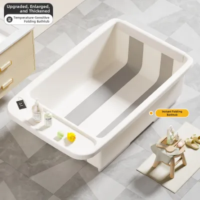 BENMAI | Newborn Folding Bathtub with Stand Easy-on-the-Back Large Capacity Bathing Bucket for Children