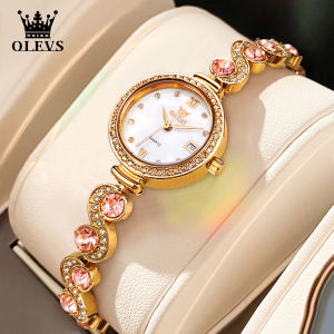 OLEVS Jam Tangan Wanita Terbaru 2025 Elegan Mewah Original Tahan Air Berlian Tali Stainless Steel Kalender Kuarsa BISA COD