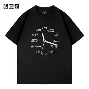 Áo Thun Cotton Nam Tay Ngắn Thiết Kế Hình Đồng Hồ Công Thức Toán Học Mới Áo Thun Cotton Rộng Rãi Thoáng Khí Mùa Hè Thường Ngày