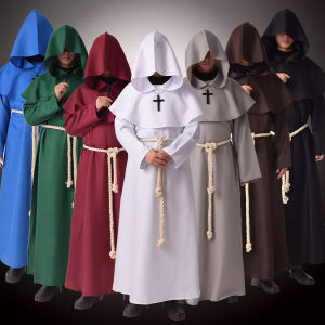 Robe Friar Medieval Cowl Hooded Monk Renaissance Wizard Costume Monk Friar Robe Christian Priest Cape Cosplay Robe