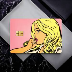 Funny Pink Blonde Character Credit Card Debit Card Waterproof Sticker Bank Bus Card Protective Film Sticker