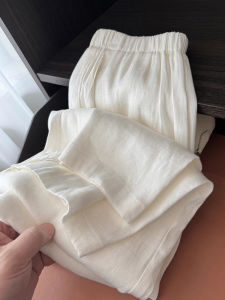 Quần Ống Rộng Cotton Lanh Mỏng Mùa Hè Cạp Cao Cho Nữ Quần Dài Ống Đứng Rộng Rãi Thoải Mái