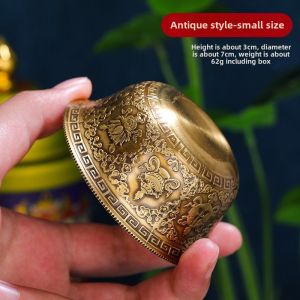 Tibetan Style Brass Water Offering Cup Buddha Vessel Holy Water Bowl Decorative Altar Piece for Buddhist Temple Decoration