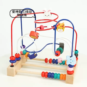 SKISOPGO Kid Wooden Around Beads Wire Maze Toy Wood Maze Montessori Sensory Education Puzzle Toys