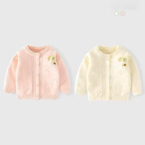 Áo khoác trẻ em Áo Choàng Cardigan len thêu nơ Hàn QuốcÁo len dệt kim ấm cổ lọ chống nắng mưa nhẹ thu đông cho bé đi học đi chơi mùa lạnh