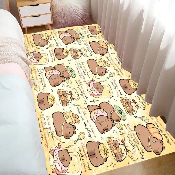 Capybara Rug Rectangle Cartoon Capybara Rug Slip-resistant Bedroom Window Seat Pad Children's ...