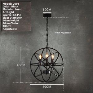 Pheashine | Retro Creative American Industrial Ironwork Round Chandelier