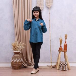 Kemeja Polos Anak Perempuan Linen Premium Terbaru usia 8 Sampai 13 Tahun