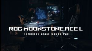 ASUS ROG Moonstone Ace L Tempered Glass Gaming Mousepad - Large Size Tempered Glass Surface & Anti-Slip Silicone Base