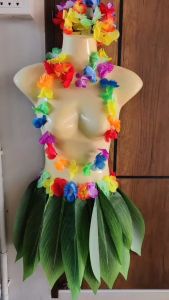 ชุดเซ็ต 7 ชิ้น ชุดฮาวาย กระโปรงใบไม้ + มาลัยคอ + มาลัยศีรษะ ข้อมือ ข้อเท้า กระโปรงฮาวาย มาลัยดอกไม้ มาลัยฮาวาย - ไฮ้วาย ฮาวายฮูริ่ง