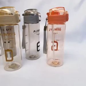 Botol Minum Tali Pengunci Flip On Transparant Model Aesthetic Ekslusif 650ml ZY 1820