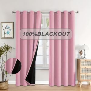 1pc Modern Multi-Color 100% Blackout Curtain Black Lined Thermal Insulated Window Drapes for Living Room Home Office