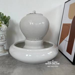 โอ่งน้ำพุน้ำล้นเซรามิค แถมปั๊มน้ำ