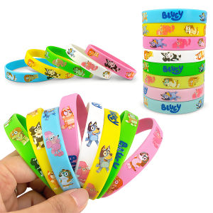 Bluey Bingo Anime Cartoon Silicone Bracelet Multi-Color Cute Blue Dog Pattern Soft Rubber Wristband Kids Toys Gift