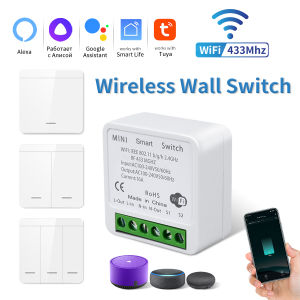 Tuya Smart WiFi Switch Receiver RF433MHz Wireless Panel Switch Transmitter Home Appliance Control Module Alexa Google Assistant